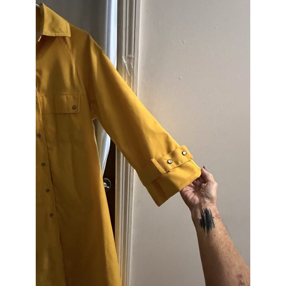 Bonnie Cashin Vintage 1970’s Daffodil Yellow Canvas Raincoat Snapfront Sz M/L - Picture 5 of 11